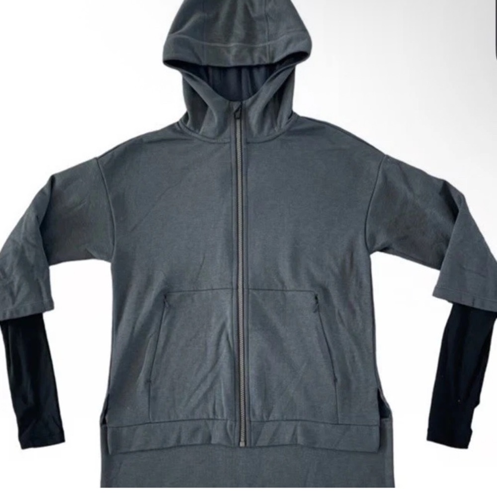 Sweaty Betty Layered Look Full Zip Hoodie Size Large Gray Black Athleisure Large